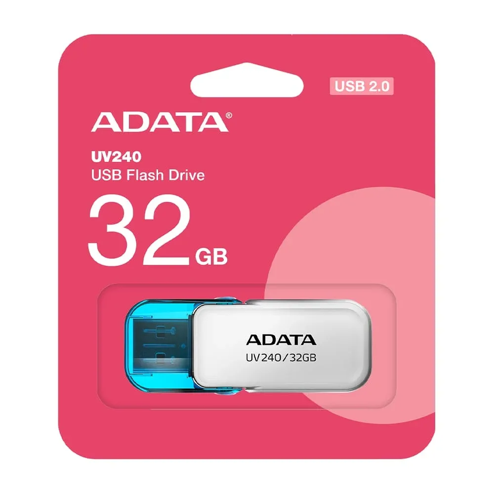 1pza Memoria externa usb bicolor de 32gb, con tapa plástica, para consolas, computadoras y/o dispositivos varios / auv240 / adata