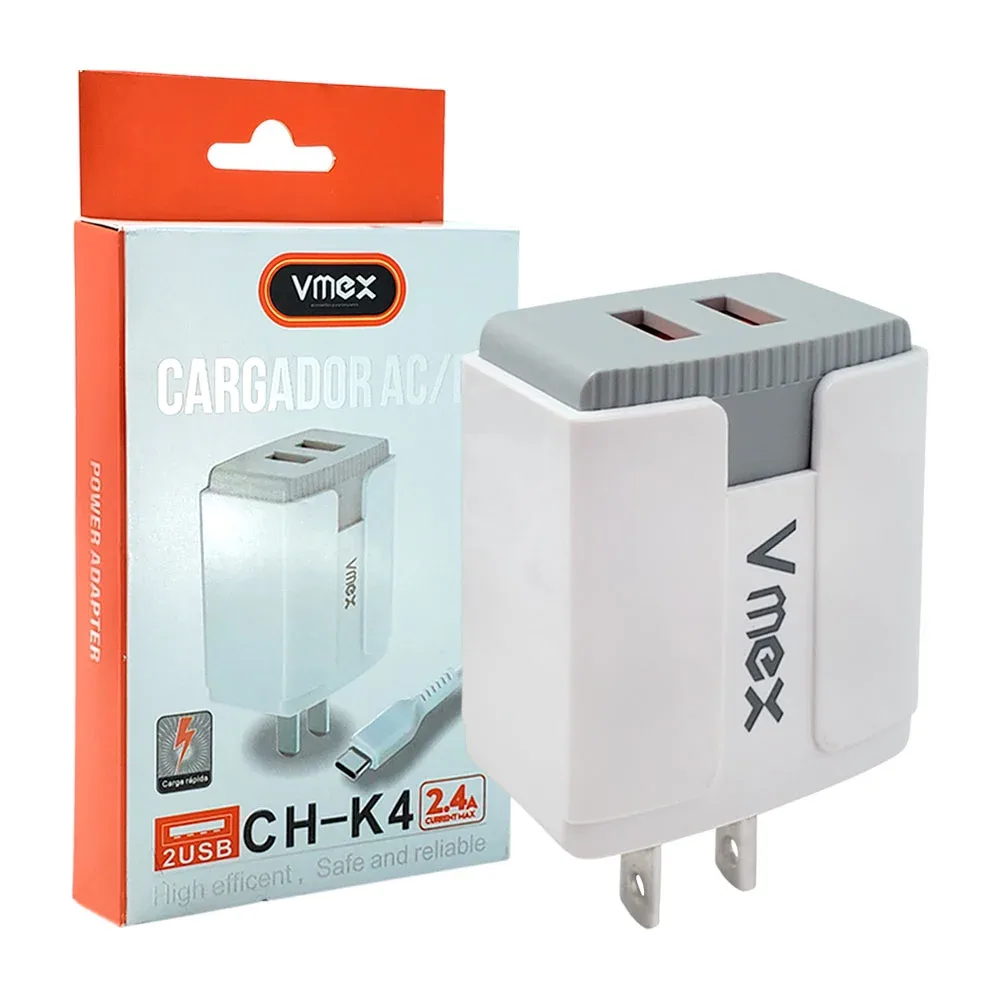 Combo cubo cargador vmex AC/DC con doble puerto usb y cable usb tipo c
