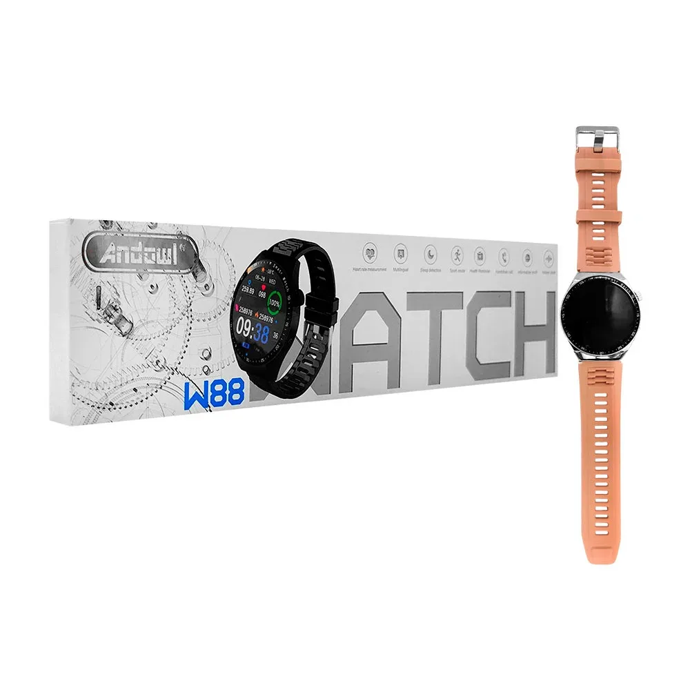 Smart watch w88 redondo con cargador de pines y correa de plástico, surtido