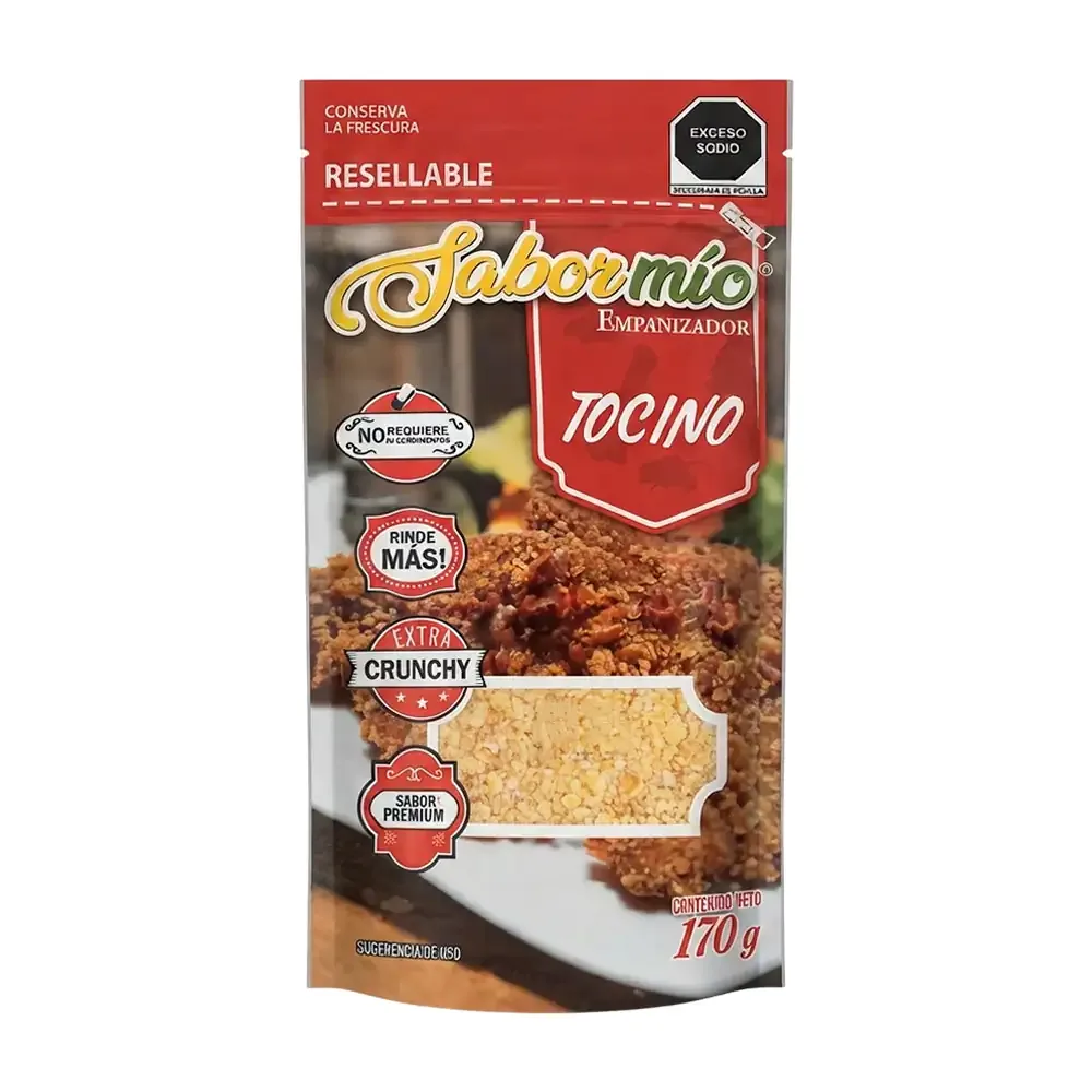 Empanizador sabor mio sabor tocino, pan y hojuelas de maíz granulado y condimentado, 170g / 493315