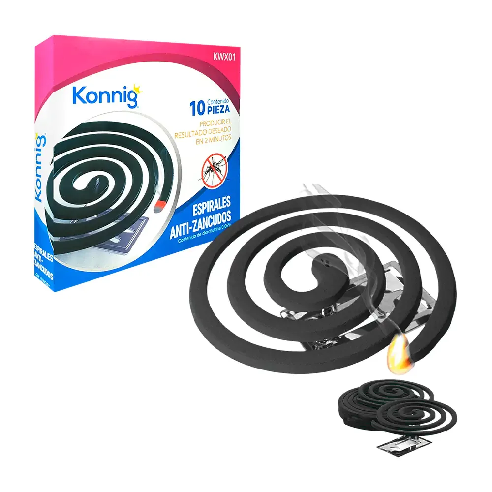 Caja con 10 insecticidas en forma de espiral sólido para zancudos + soporte / kwx01