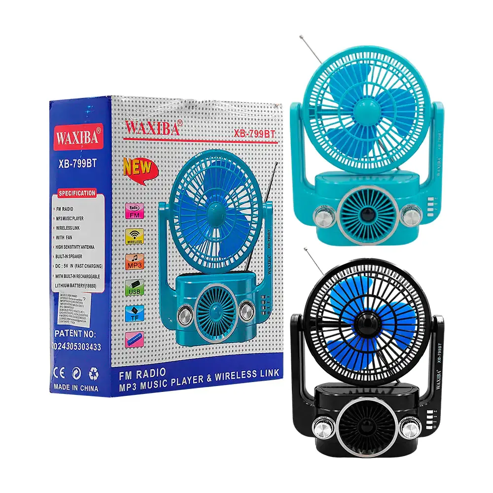 Radio ventilador de mano bluetooth waxiba inalámbrico, recargable, variedad