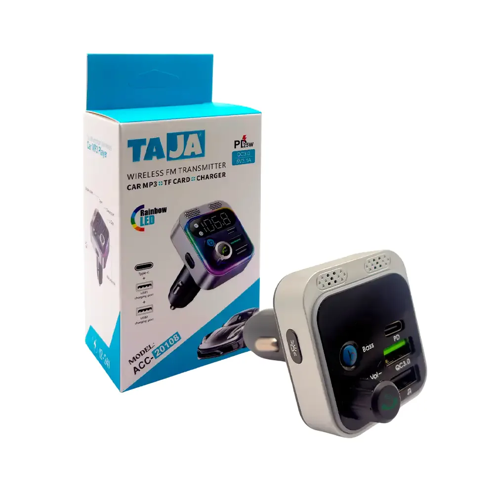 Plug receptor multimedia con conexión bluetooth, radio fm, manos libres y puertos de carga + rgb