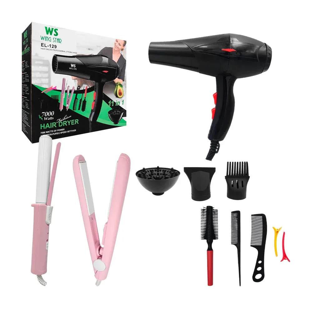 Combo wing star 11en1, secadora 7000w con 3 temperaturas + 10 accesorios