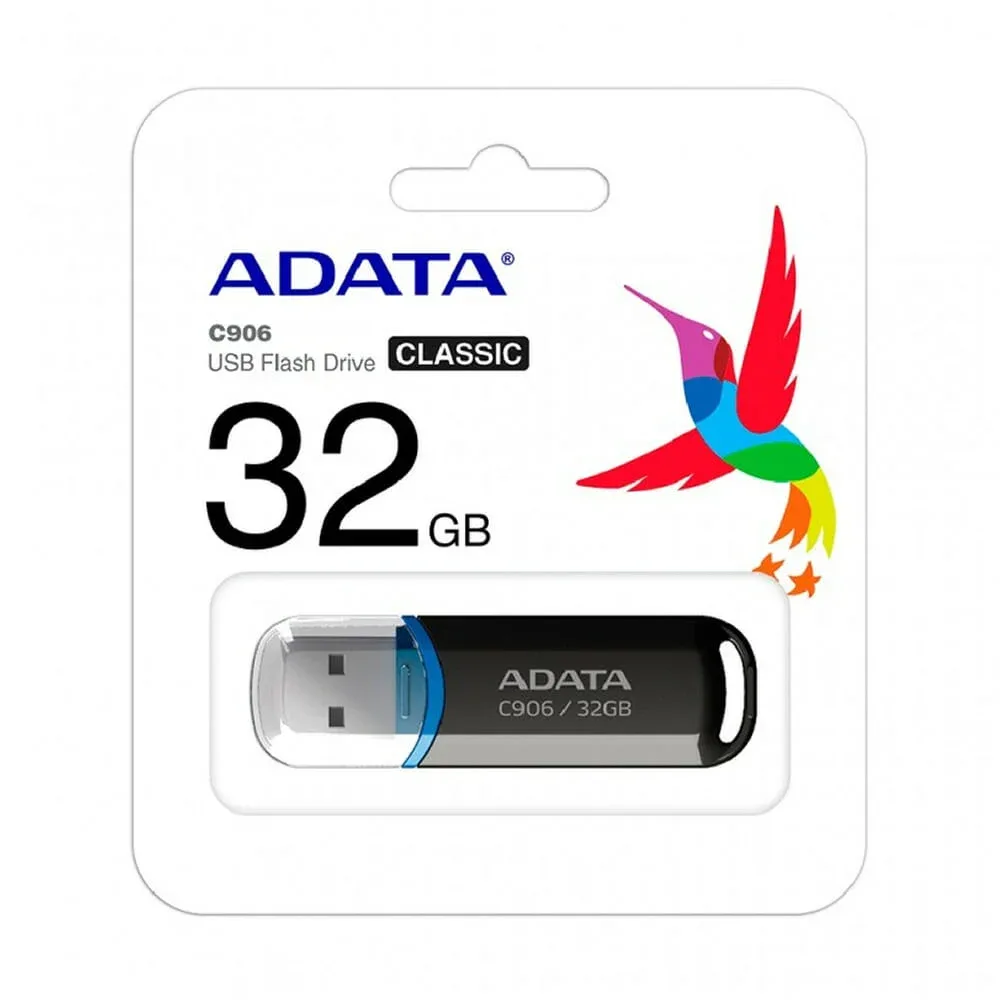 Memoria usb 2.0 flash drive adata c906 color negro azul con capacidad de 32gb