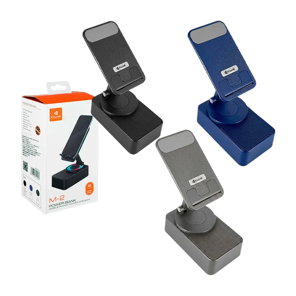 1pza Bocina cuadrada, recargable inalámbrica, con función de soporte para teléfonos, power bank e iluminación led, variedad de funciones / m-2 / m2 / kisonli