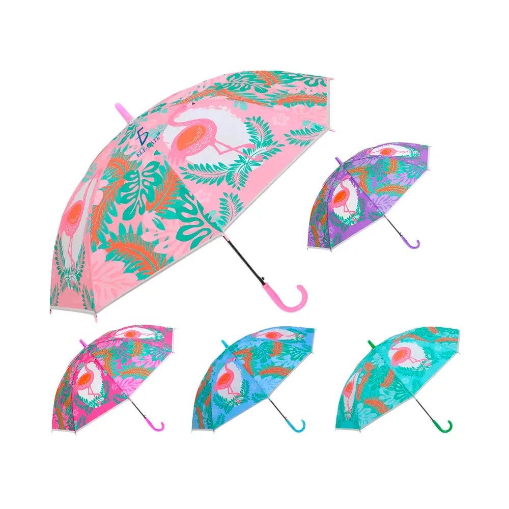 Paraguas infantil de tela impermeable con diseño de flamencos, variedad de colores
