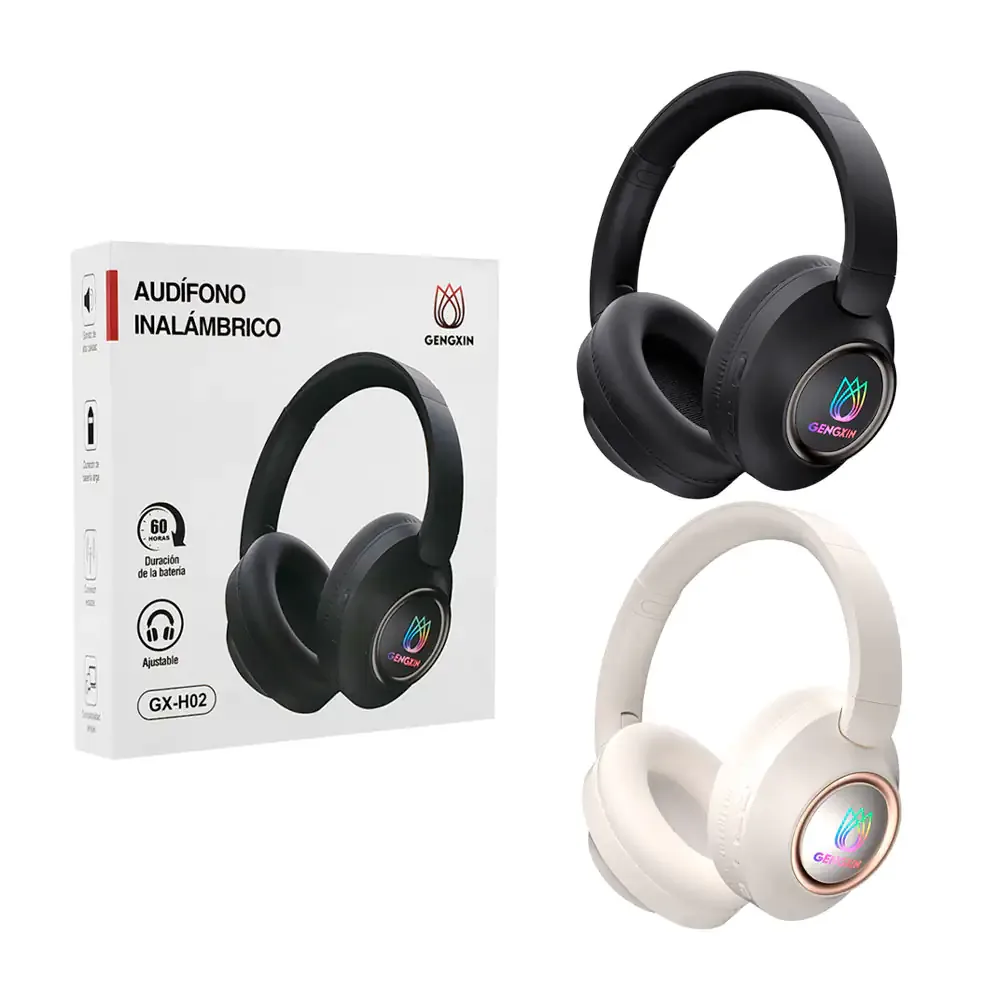 Audífonos diadema inalámbricos gengxin con cancelación de ruido + luz rgb