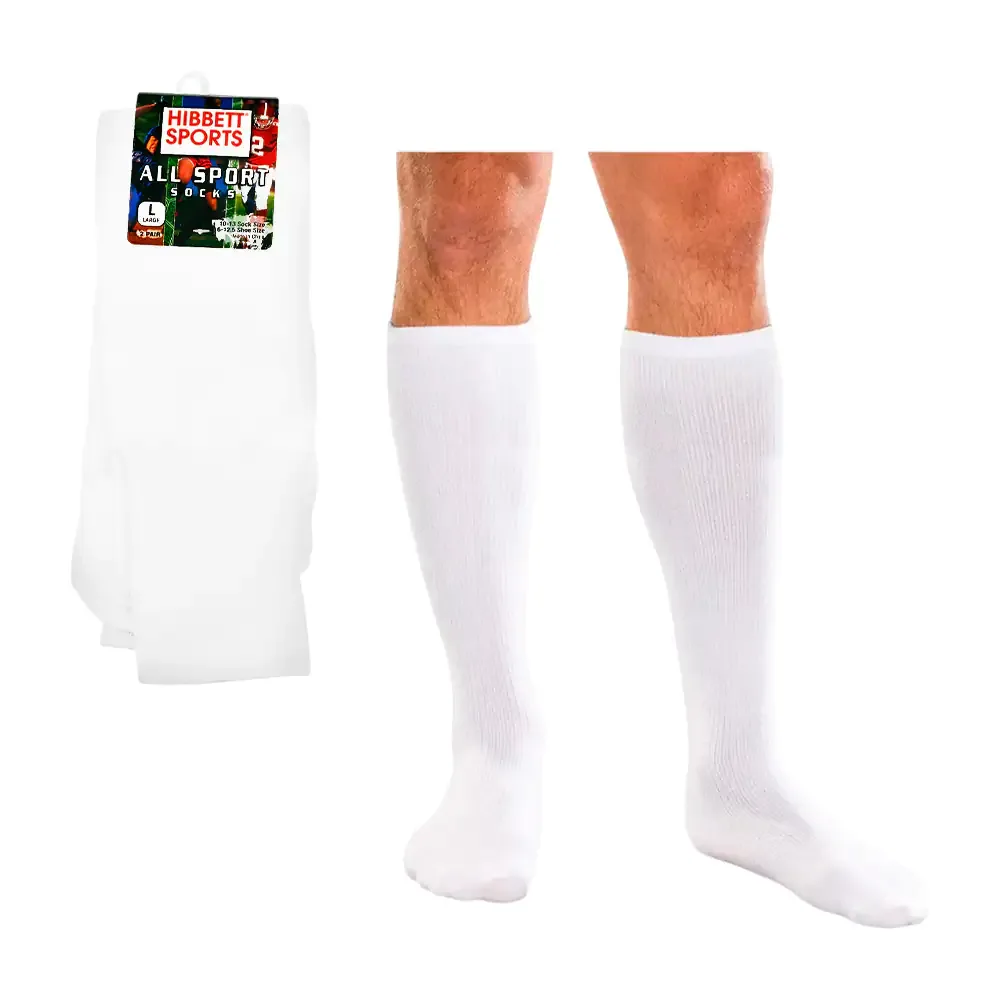 Blíster con 2 pares de calcetas / calcetines blancos, largos para deporte