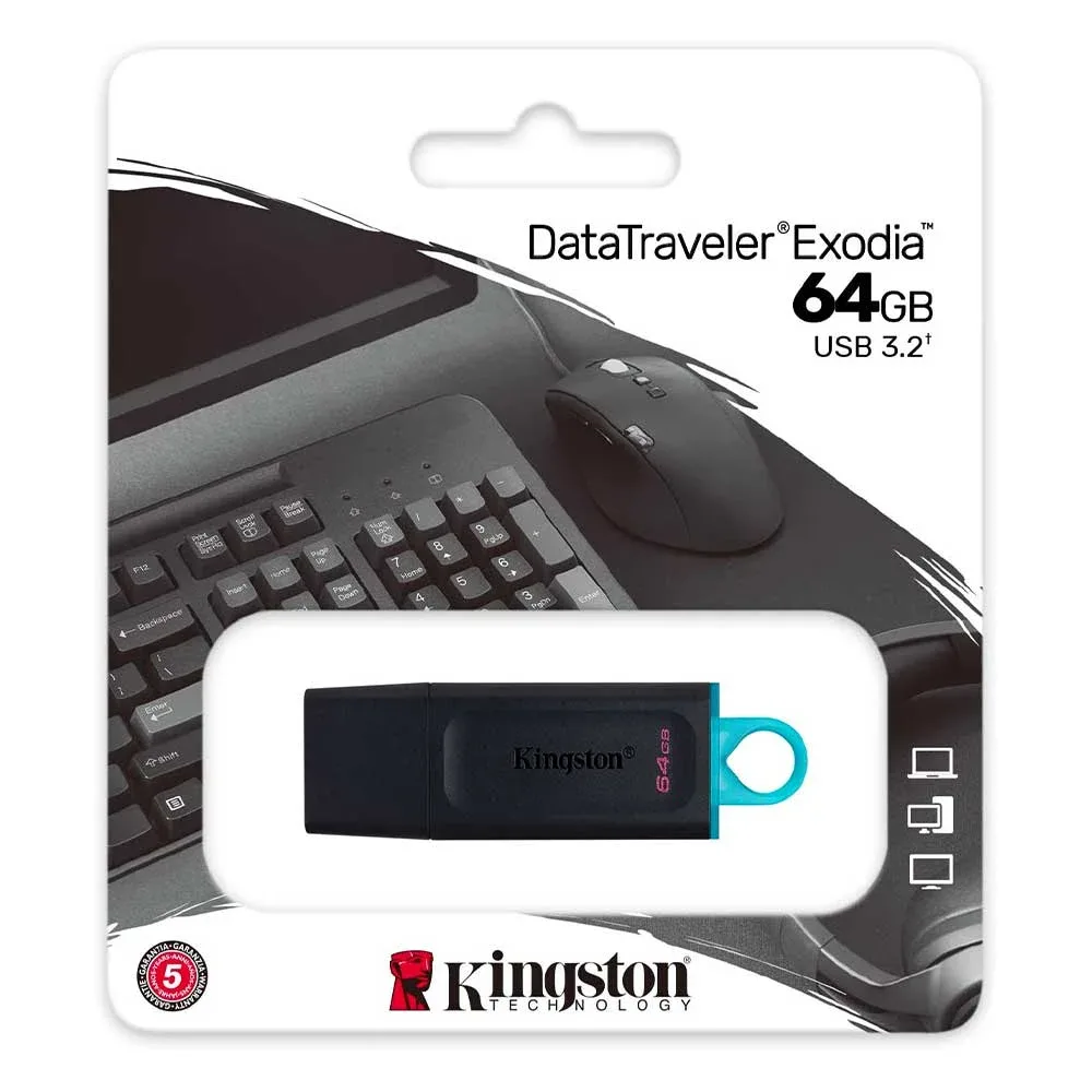 Memoria usb 3.2 data travel exodia kingston color negro mate de plástico con capacidad de 64gb / dtx64gb