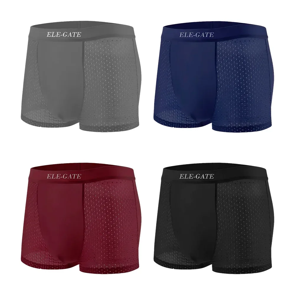 Calzón boxer de seda tipo malla transpirable, variedad de tallas y colores