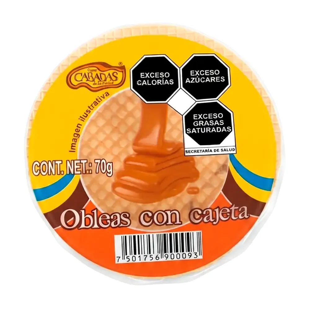 1pza obleas grandes super cabadas con relleno de cajeta, 70g / 900093