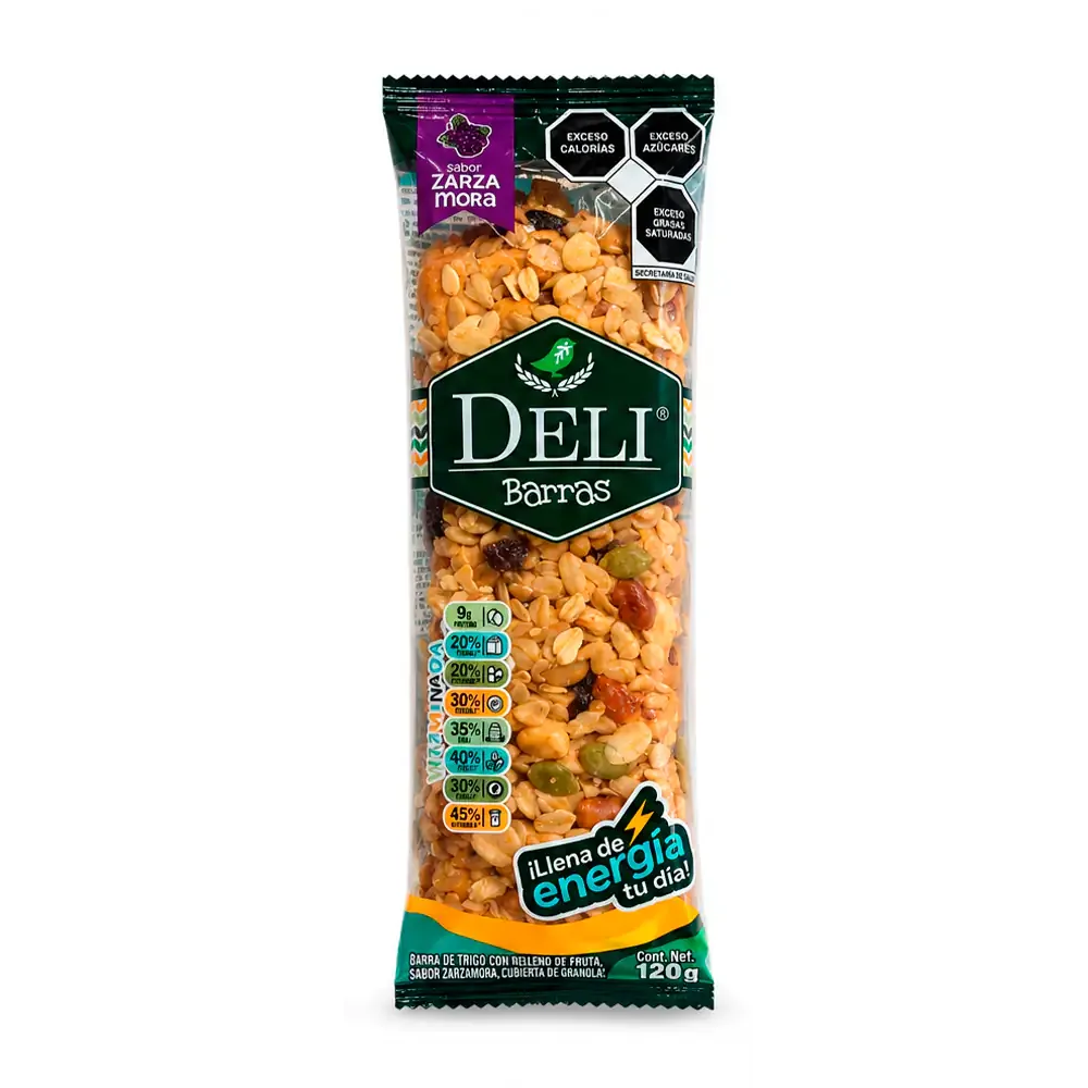 1pza barra delibarra de proteína con cereales y sabor zarzamora, 120g / 493049