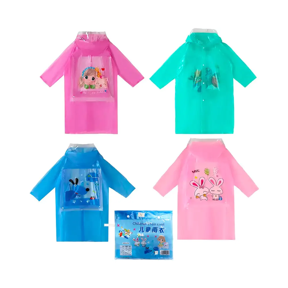 Impermeable infantil tipo poncho con estampado de animales kawaii, variedad