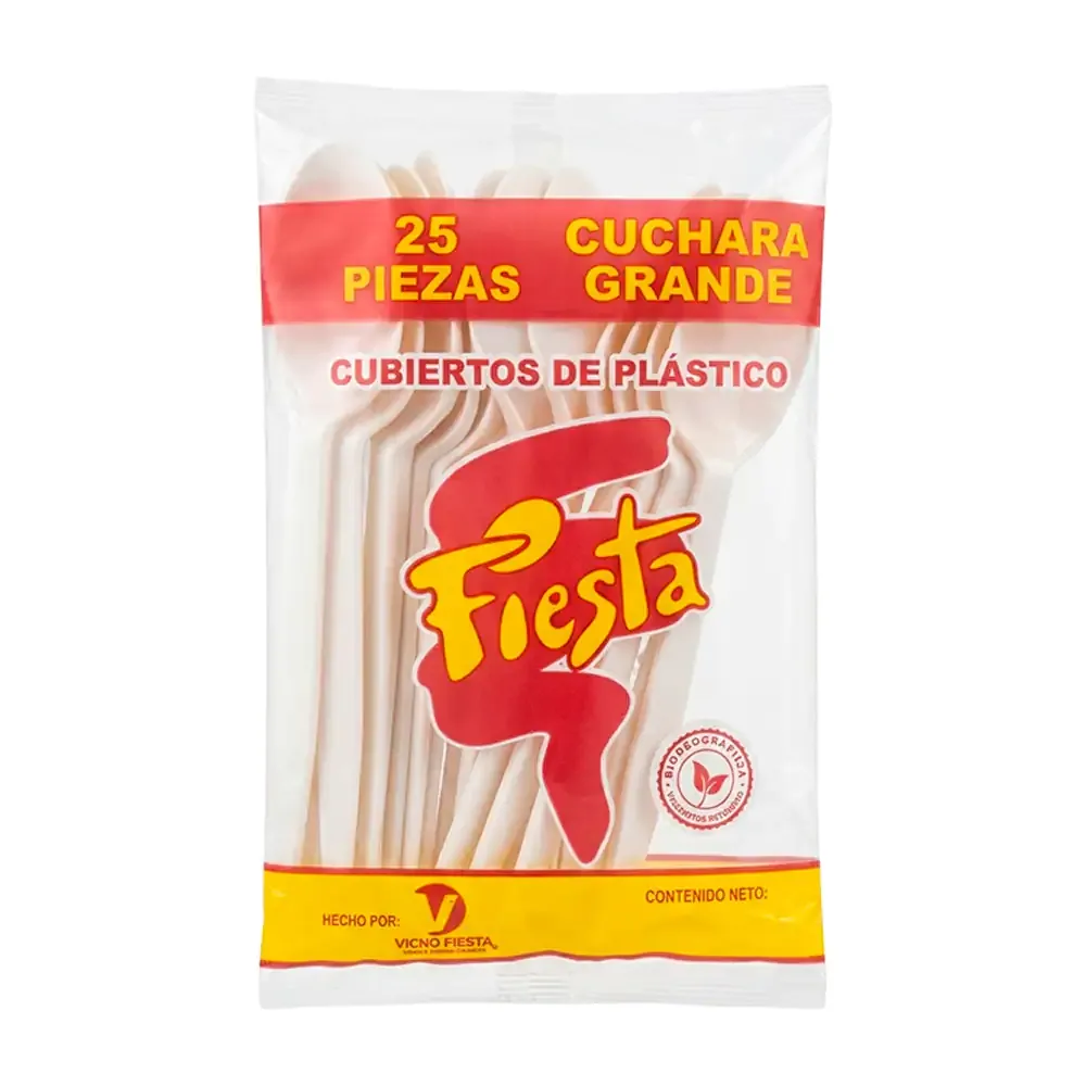 Paquete fiesta con 25pz de cucharas grandes de plástico / cu-gr-visa