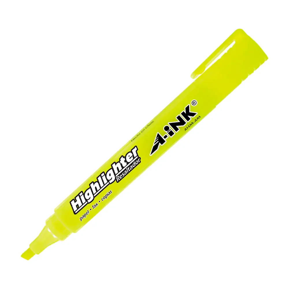 1pza resaltador con punta cincel color amarillo / highlighter / ahm-am