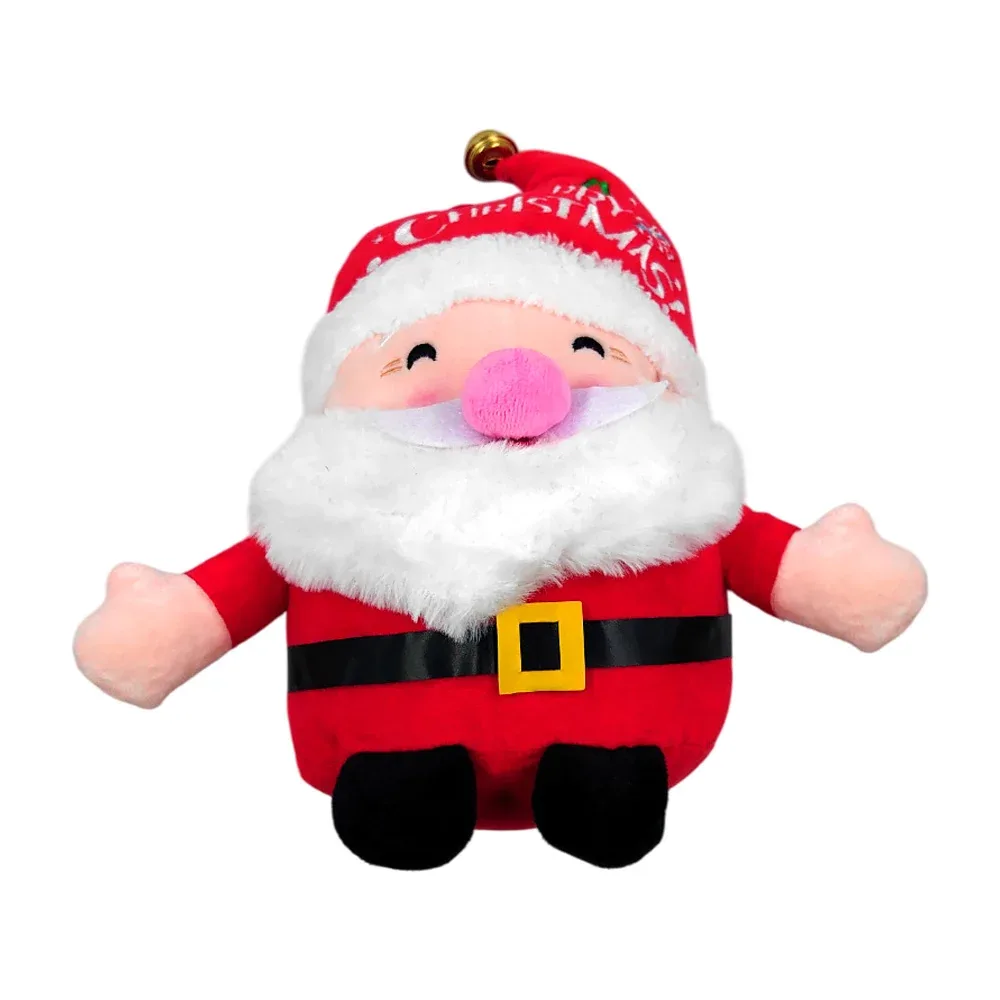 Peluche afelpado mediano navideño de santa claus con cascabel y ventosa para colgar, 26cm / mr-510502