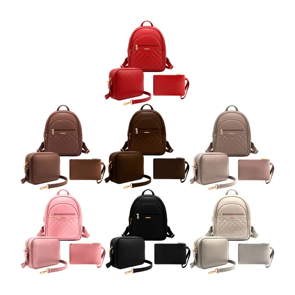 Mochila kamel reina de 4 compartimentos tipo piel con crossbody y monedero