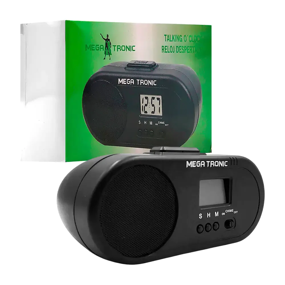 Reloj despertador megatronic con botón de apagado y altavoz