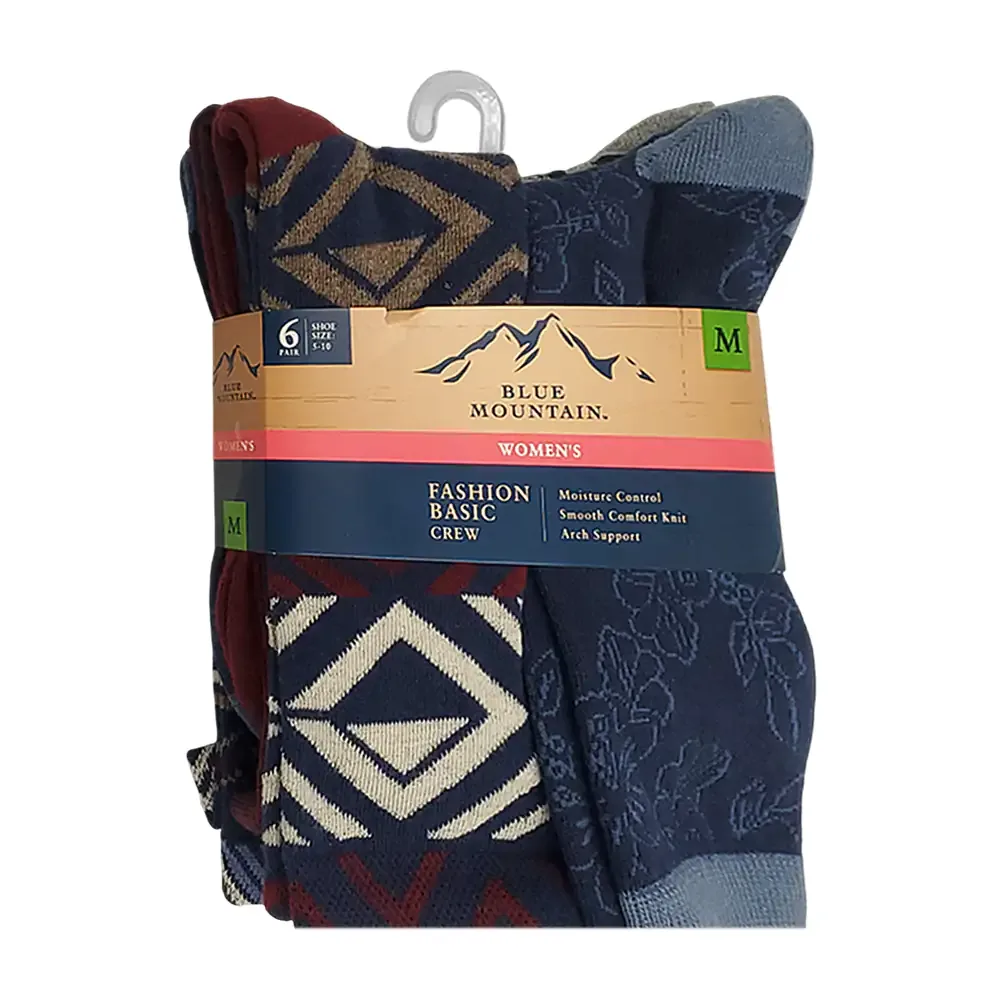 Paquete blue mountain con 6 pares de calcetines largos talla 5-10 para dama