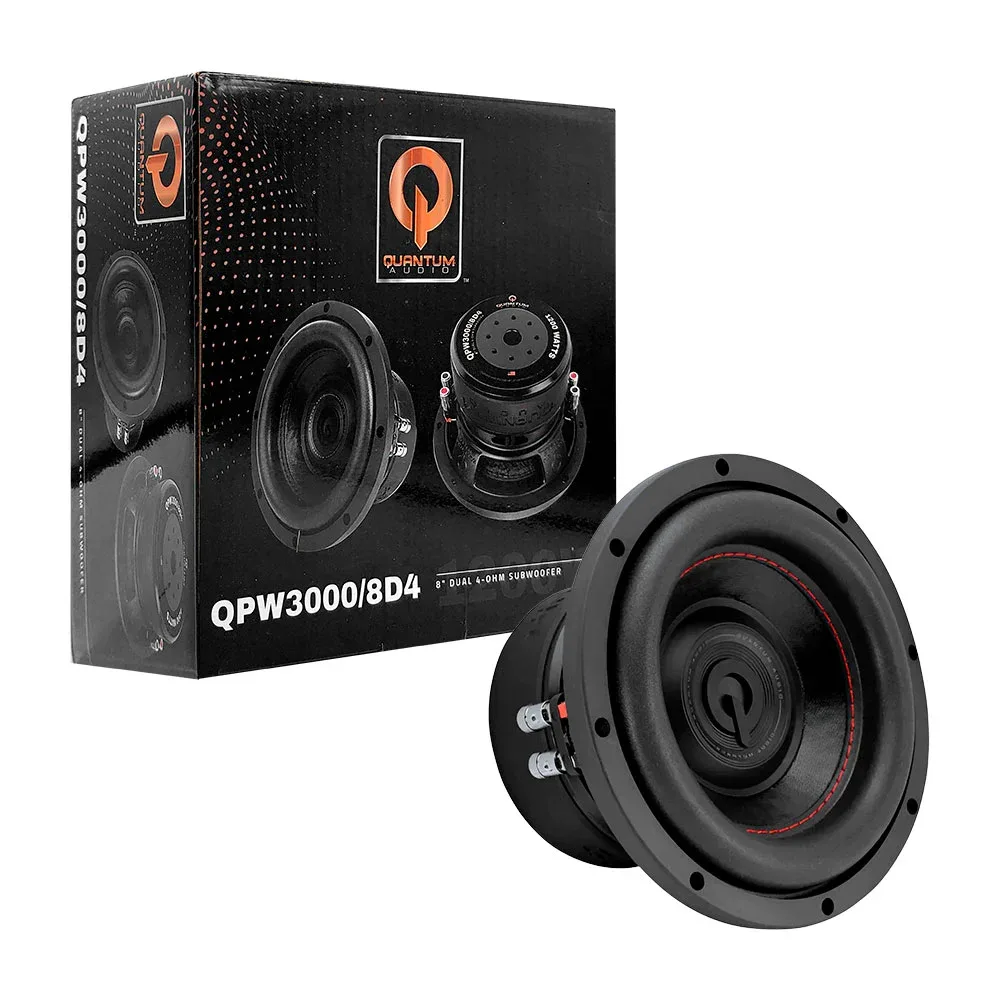 Altavoz subwoofer de audio quatum de 8 pulgadas dual 4-ohm, 1200watts