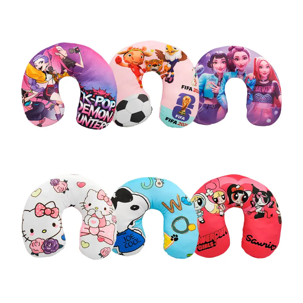 Almohada de viaje para el cuello en forma de u con estampado de personajes