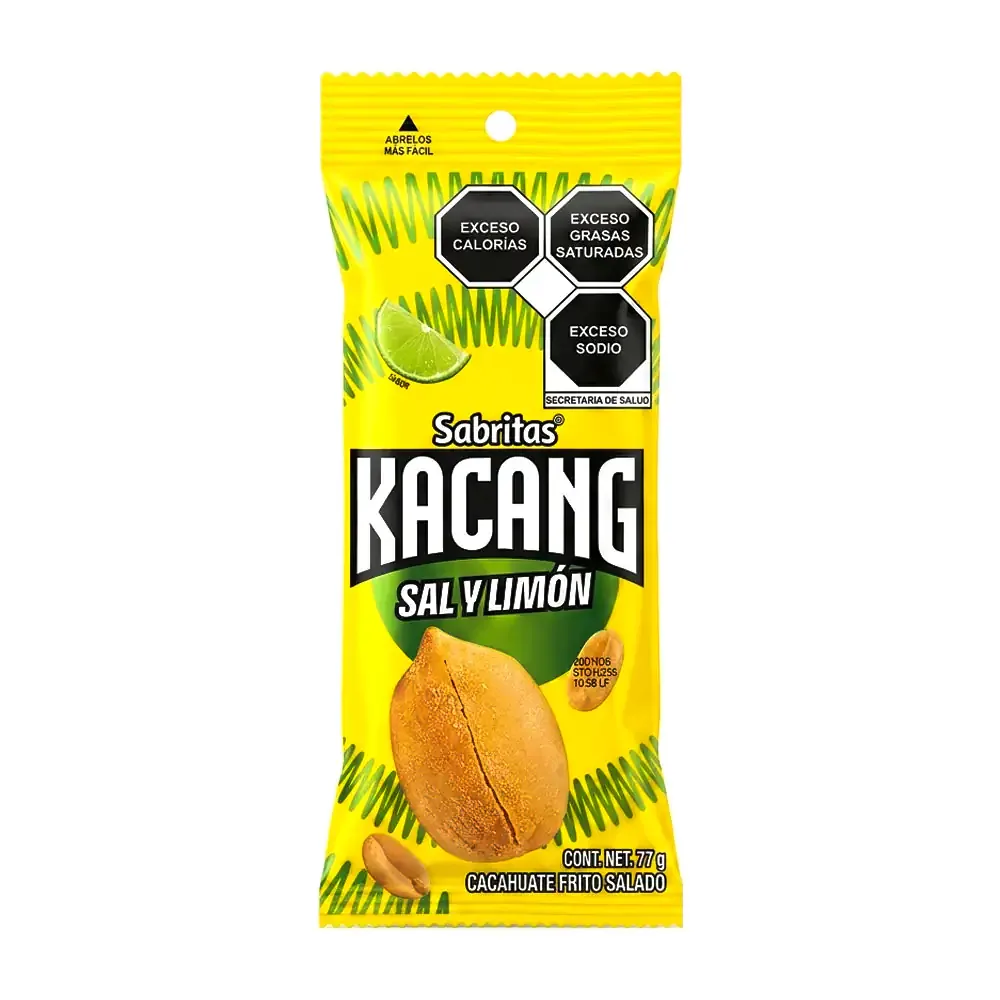 1pza bolsa de cacahuates sabritas kacang sabor sal y limón, 77g / 022175