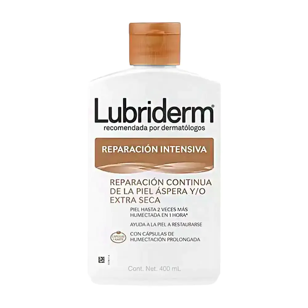 1pza crema lubriderm reparación intensiva para piel áspera y extra seca, 400ml