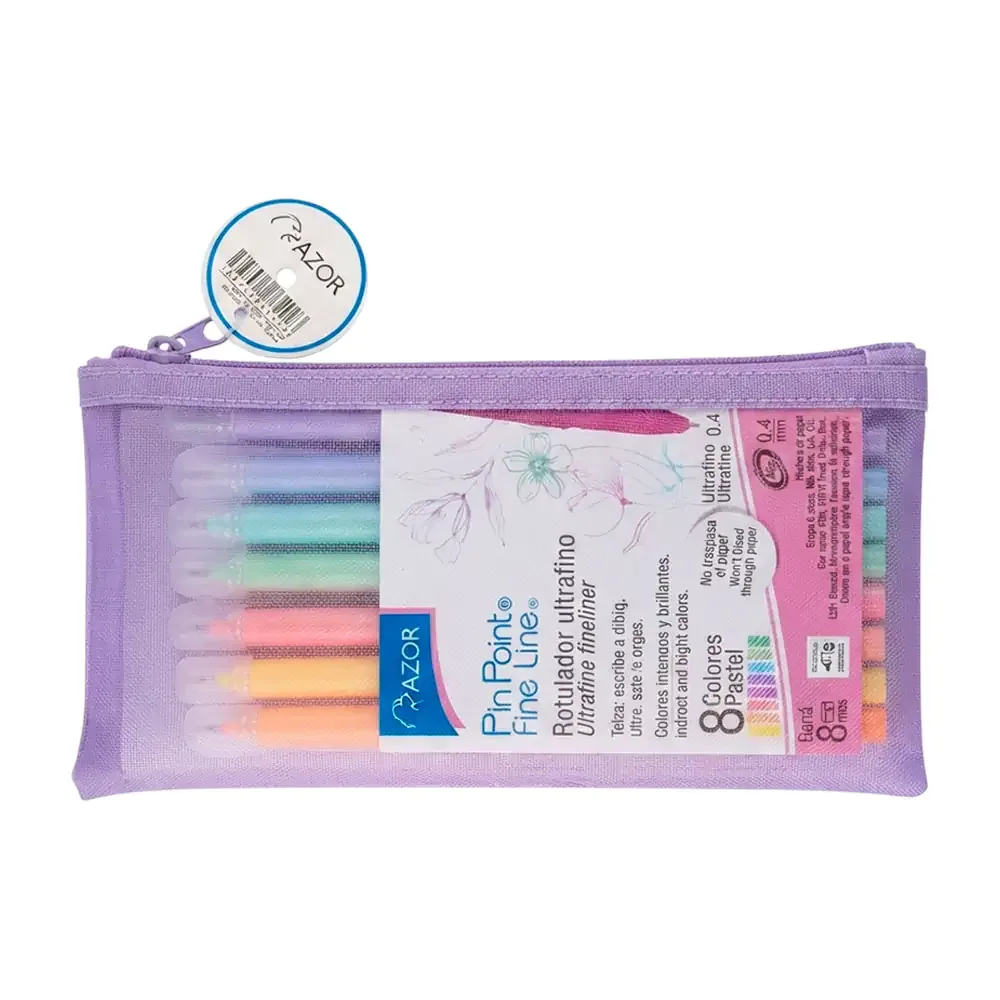 1pza lapicera azor de red con 8 rotuladores de punta ultrafina, variedad de colores / 30095