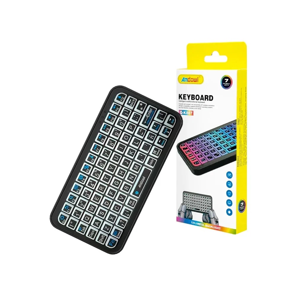 Mini teclado keyboard inalámbrico rgb, recargable / q-k087
