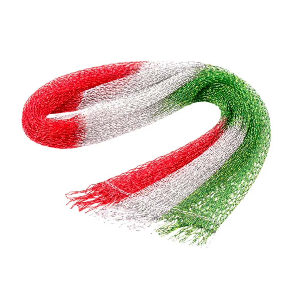 1pza Banda tejida expansible multifuncional tricolor con hilos metálicos 140x13.5cm aprox. / gq-cc