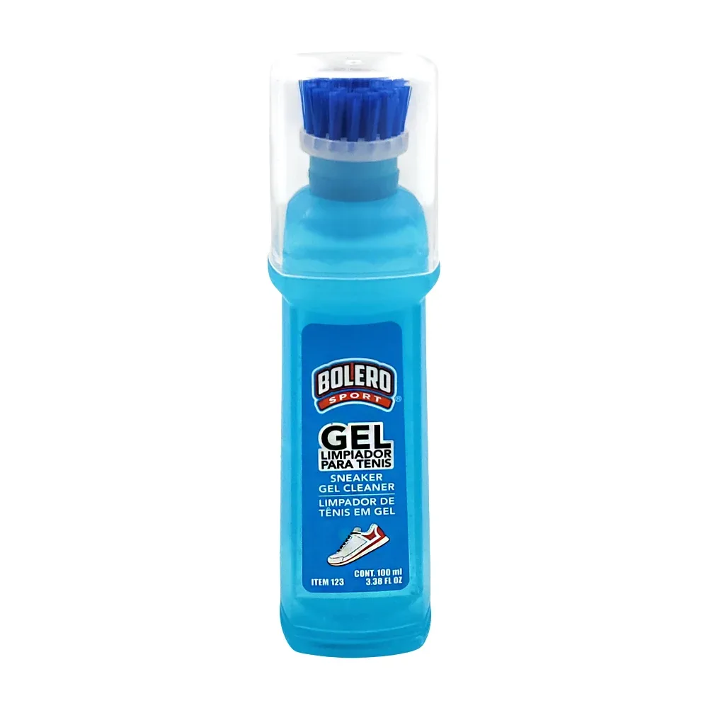 Gel limpiador para tenis, bolero + cepillo de cerdas resistentes ergonómico