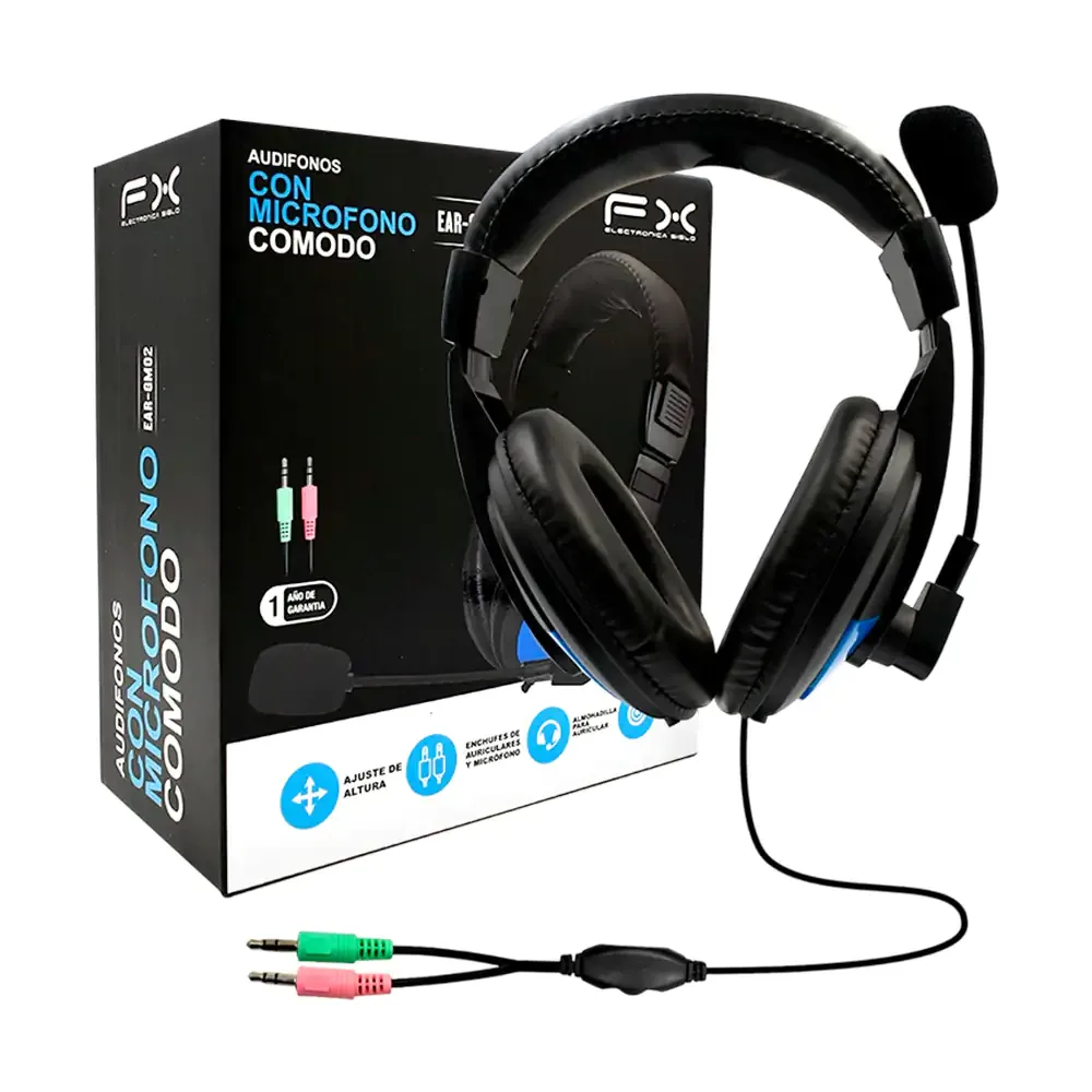 Audifonos gamer fx alámbricos de diadema con cancelación de ruido + micrófono