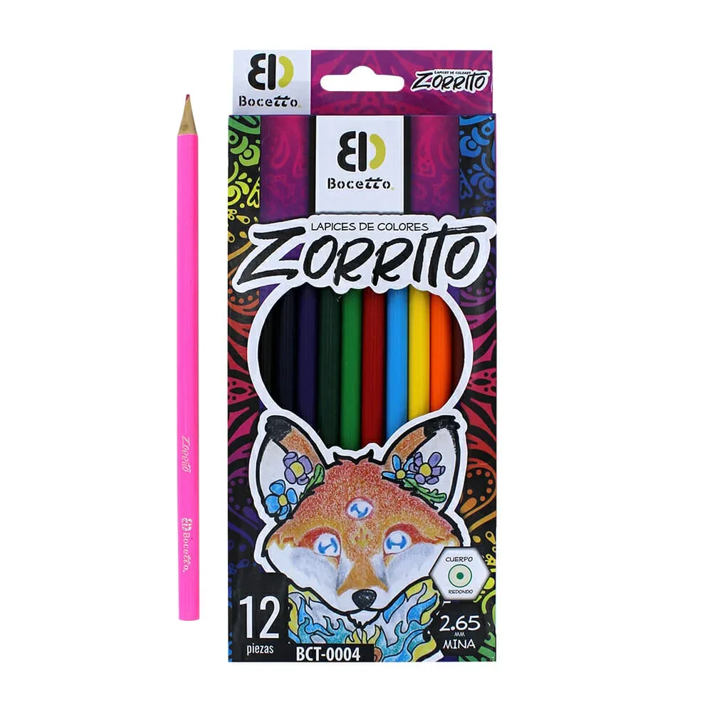 Caja con 12 lápices redondos bocetto de colores con punta de 2.65mm / bct-0004