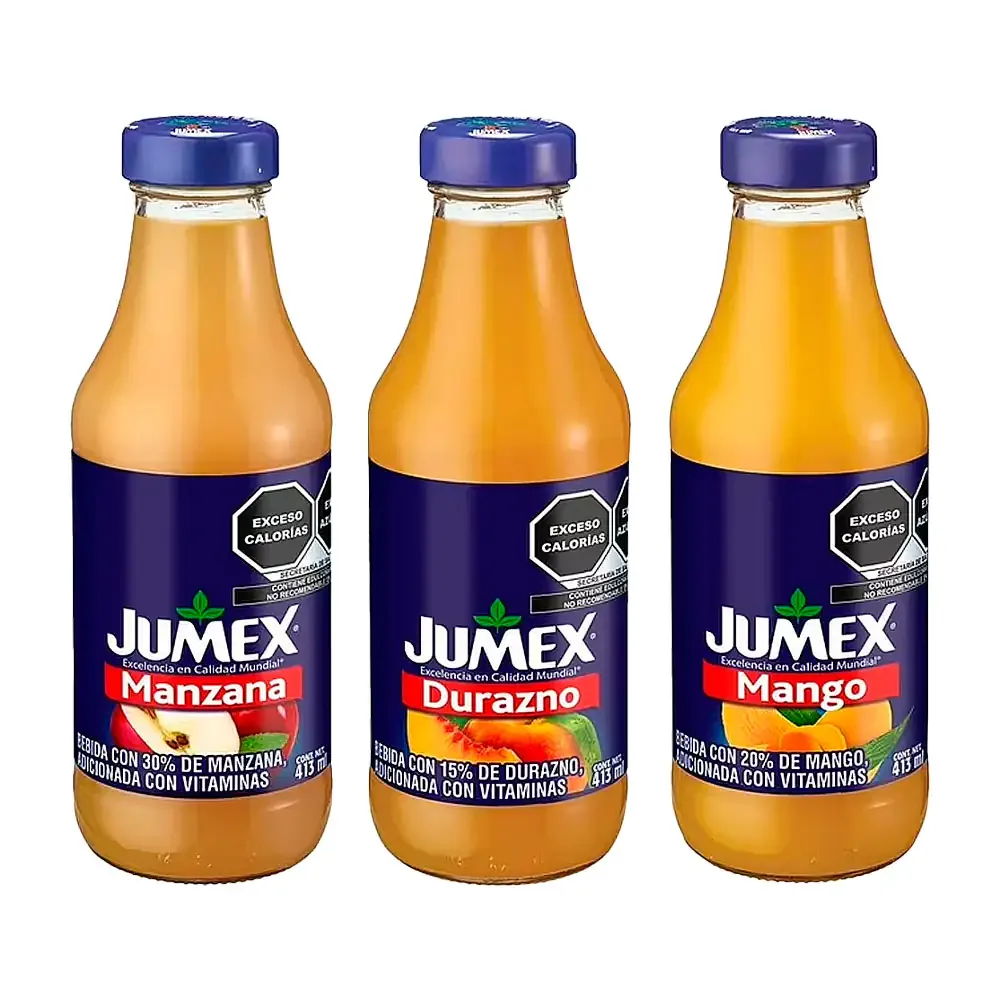 Jugo jumex de vidrio, 413ml variedad de sabores / ju413