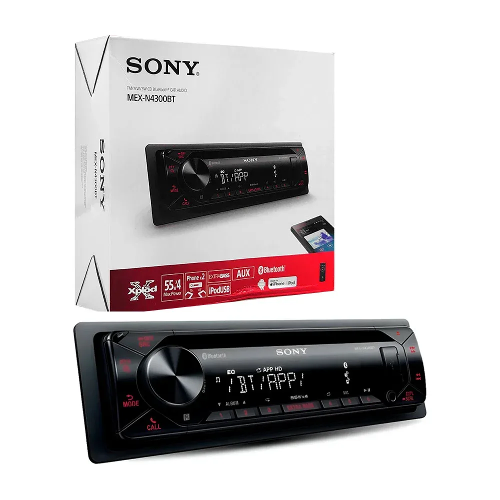 Autoestéreo sony, manos libres inalámbrico, radio fm, bluetooth / mex-n4300bt