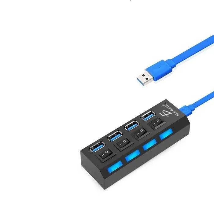 Hub de 4 puertos usb 3.0 con switches de control e iluminación led / hub.13.3.0