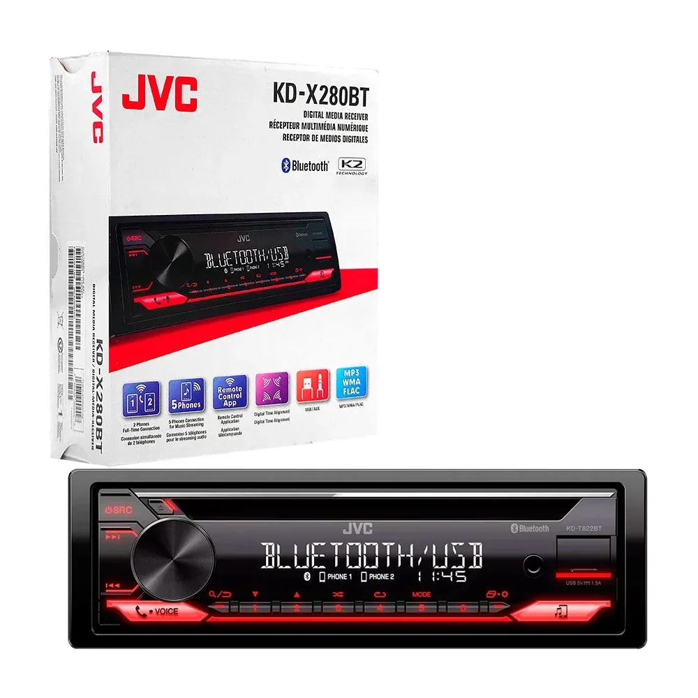 Autoestereo jvc, manos libres con bluetooth, multifuncional con aplicación