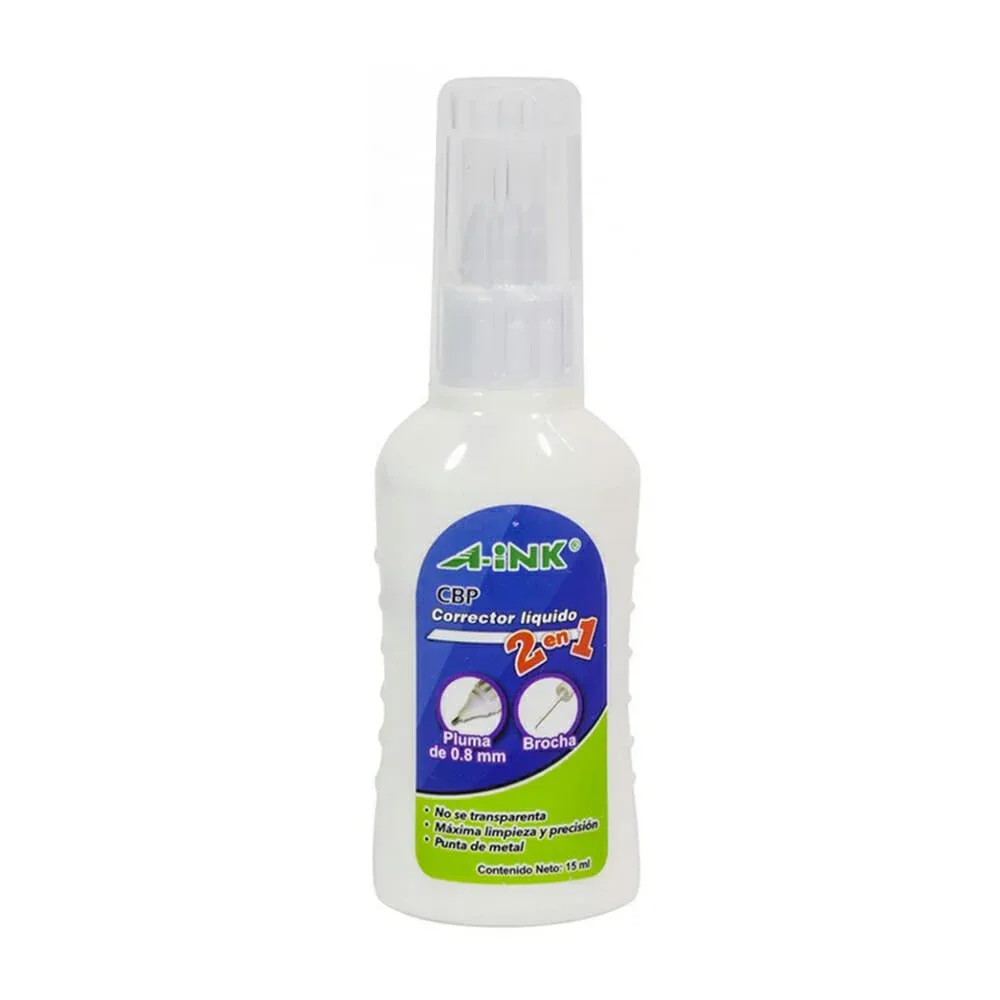 1pza Corrector líquido a-ink 2 en 1 tipo pluma y brocha 15ml / 163146