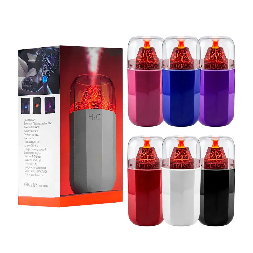 Humidificador de aromaterapia recargable de 400ml con diseño de volcán
