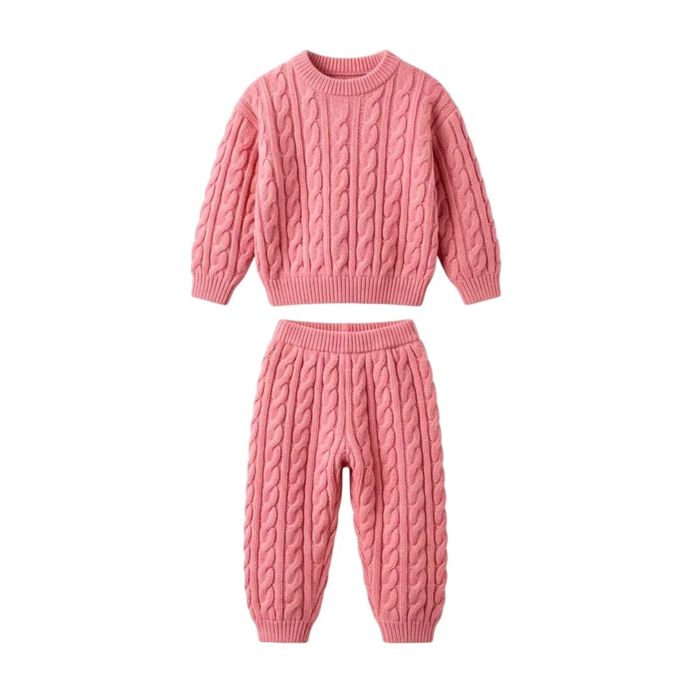 Conjunto de pijama afelpada con 2 piezas pants y suéter en color liso con diseño de relieves, variedad de colores / lu5085