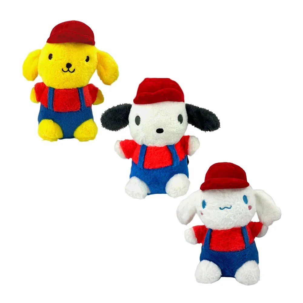Peluche afelpado con diseño de los personajes de sanrio con traje de mario bros, variedad de modelos / 73789 / pl150