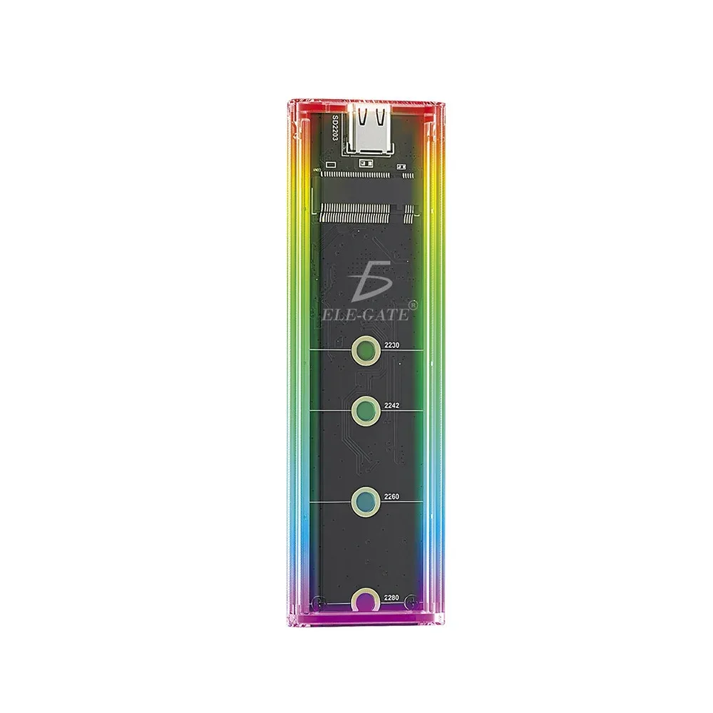 Case transparente para disco duro con luz rgb para pc gaming
