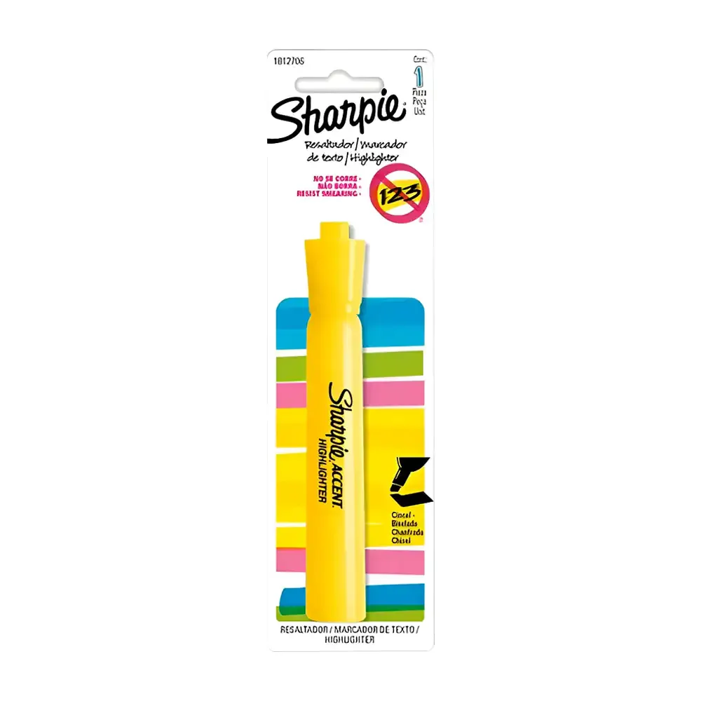 1pza resaltador sharpie cincel bicelada color amarillo flouresente / 2229860