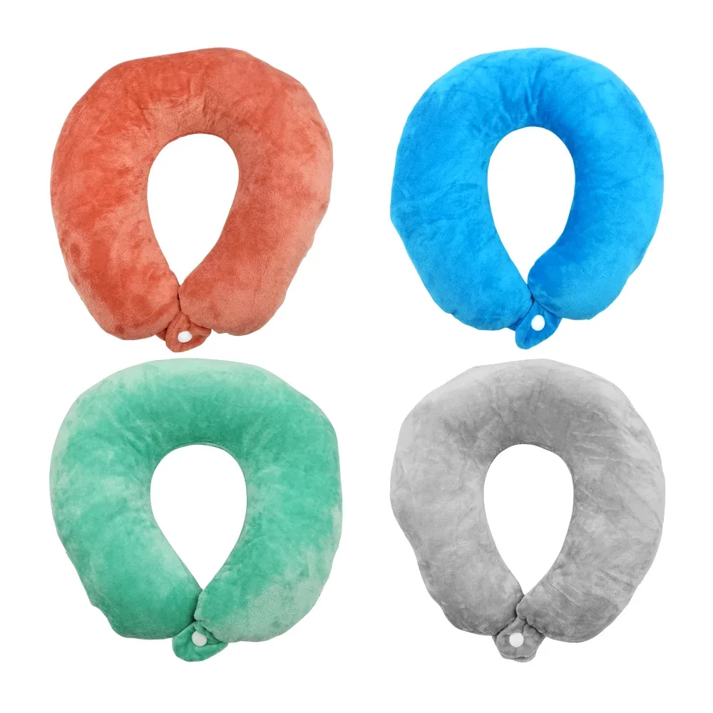 Almohada de viaje para cuello, suave al tacto con broche, variedad de colores