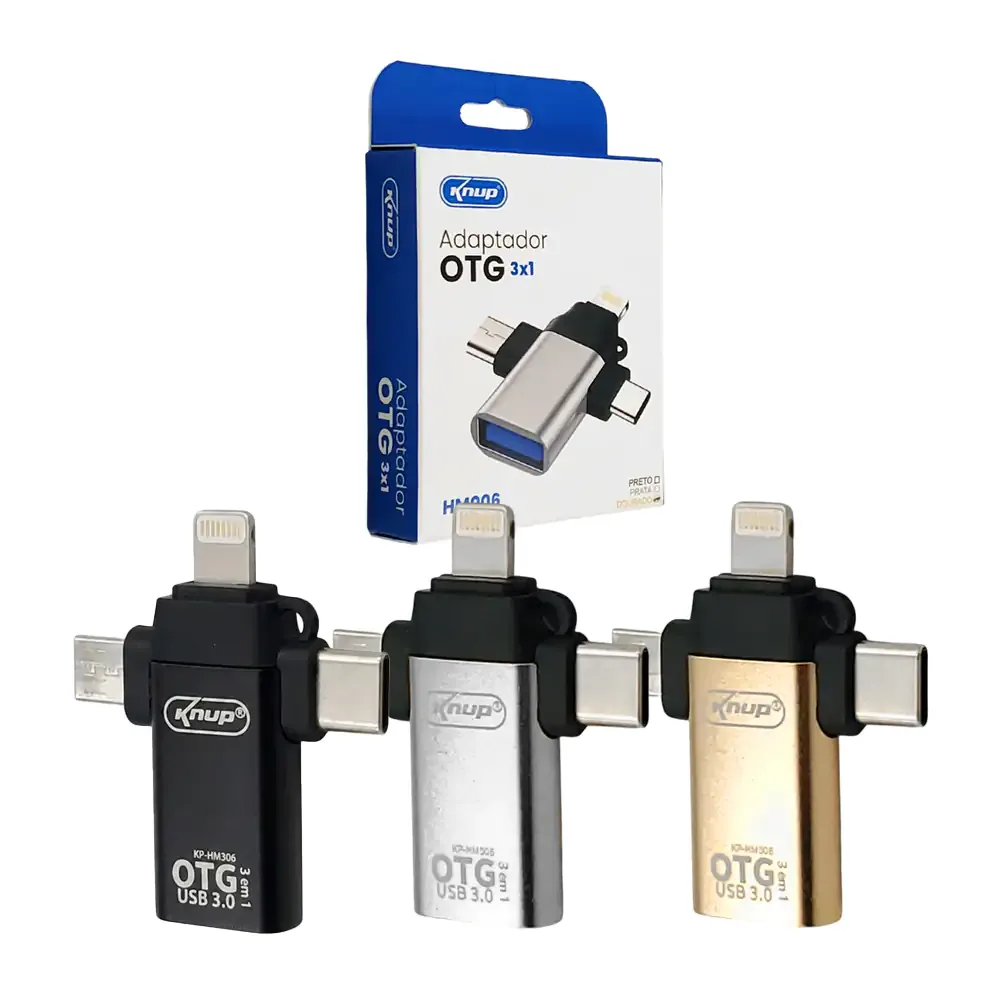 Adaptador otg 3.0 de usb a usb tipo-c, lightning y micro usb, variedad