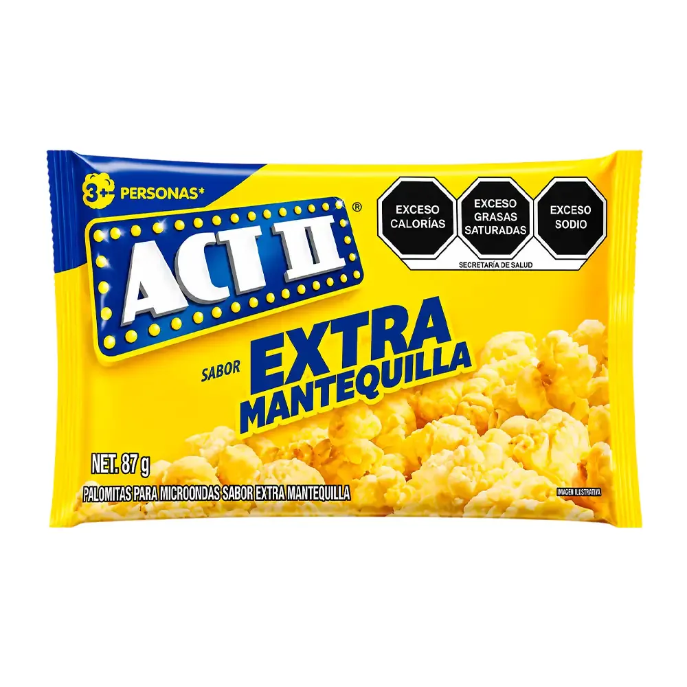 1pza paquete de palomitas ACT ll sabor extra mantequilla, 87g / 560534