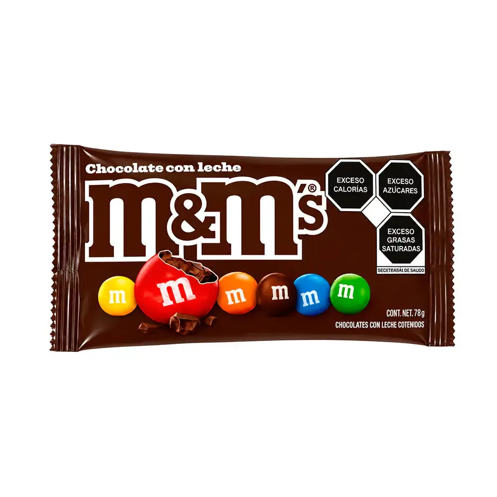 1pza chocolates m&ms con leche en forma de lunetas, 37.8g / choco.mm