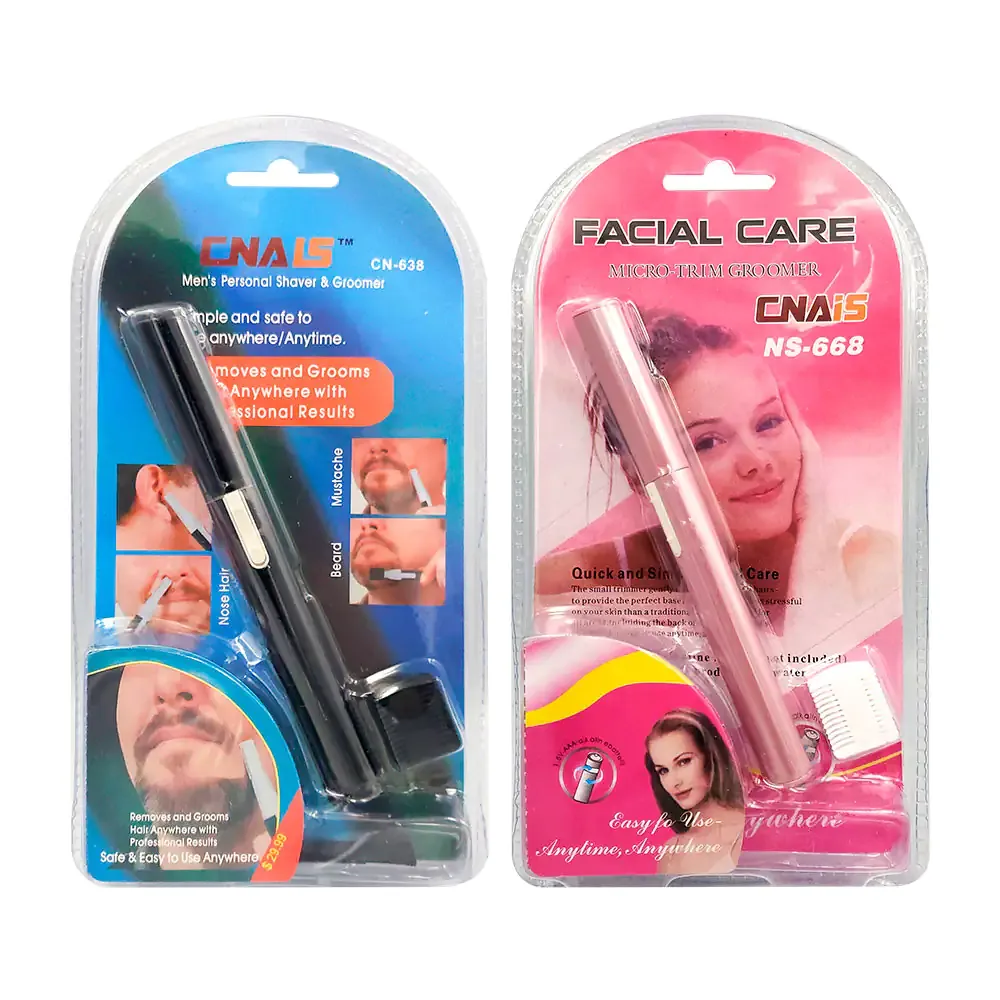 Blíster con mini rasuradora - depiladora con cabezal intercambiable, variedad de colores