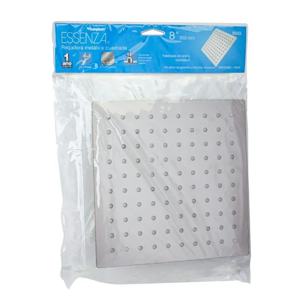 Regadera metálica sanplom cuadrada de 8 pulgadas para presión media / 8503